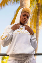 Load image into Gallery viewer, VUM Glitter Gold White Pullover Hoodie w/Kangaroo Pockets (GW)
