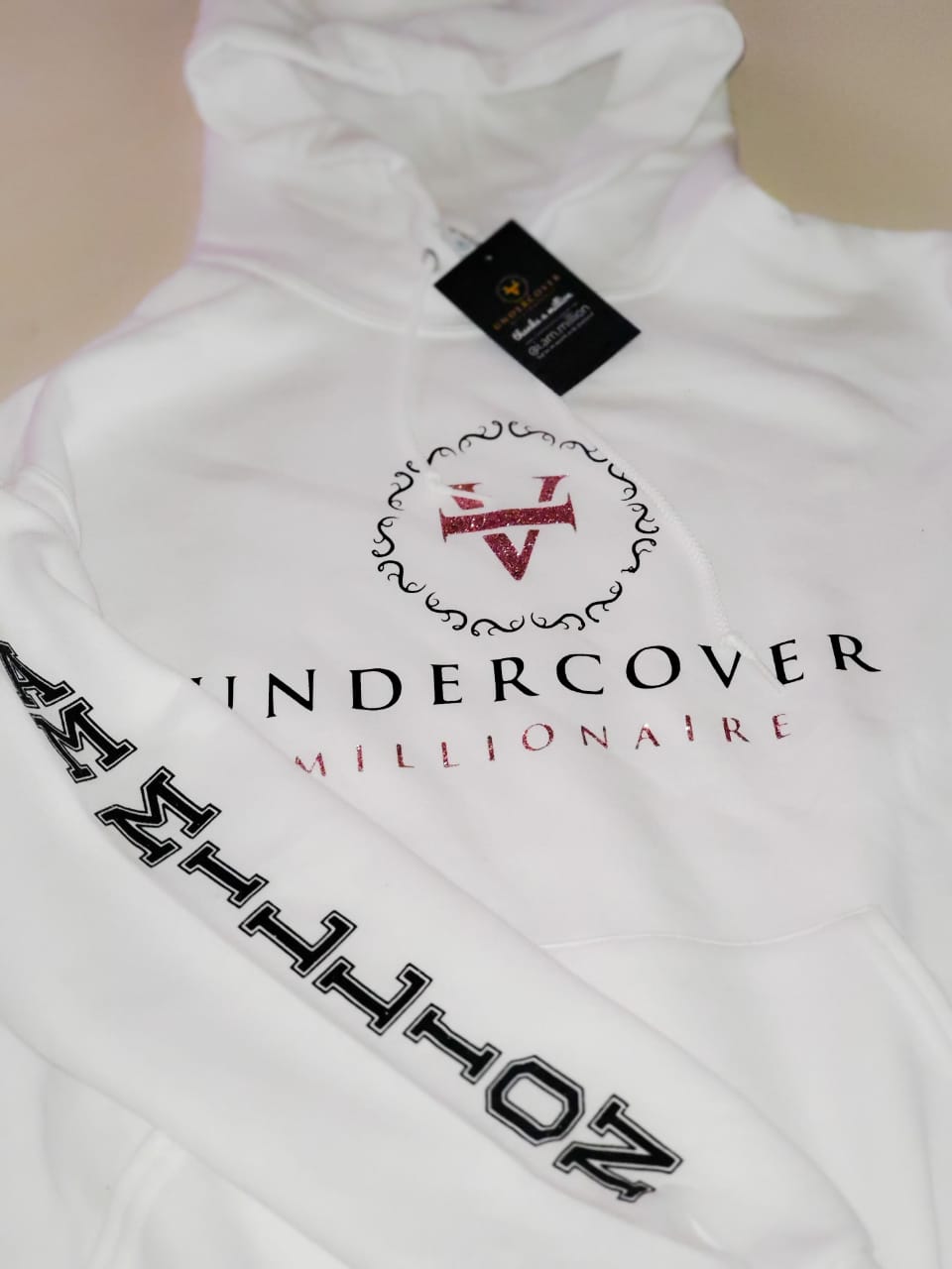 VUM White Pullover Hoodie w/Kangaroo Pockets (RBG)